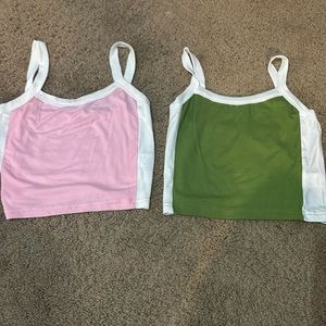 Two SHIEN XS tank tops, green, and pink